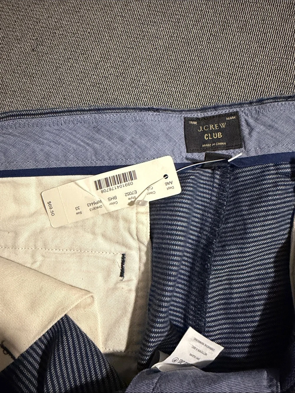 J. Crew Navy and White Striped Chino Shorts